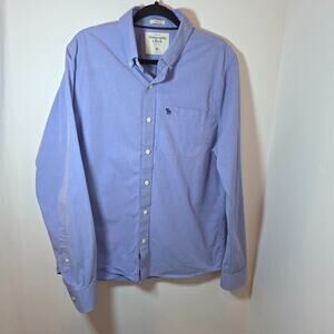 Abercrombie Fitch Men Button Up Shirt Size XL Blue Muscle Long Sleeve